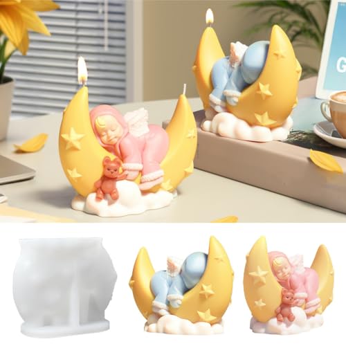 Silikonformen Kerzen, Moon Gießformen Silikon, 3D Silikonformen Gießformen, DIY Kerzenformen zum Gießen, für DIY Kerzen Zimmerdeko Tischdeko (A) von FUFRE