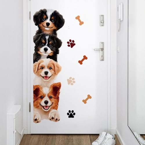 FUFUQUARE Haustier Hund Wandaufkleber Niedlicher Welpe Knochen Pfote Druck Wandtattoo Vinyl Kunst für Tür Kinder Schlafzimmer Haustier Haus Wohnzimmer Kinderzimmer Spielzimmer von FUFUQUARE