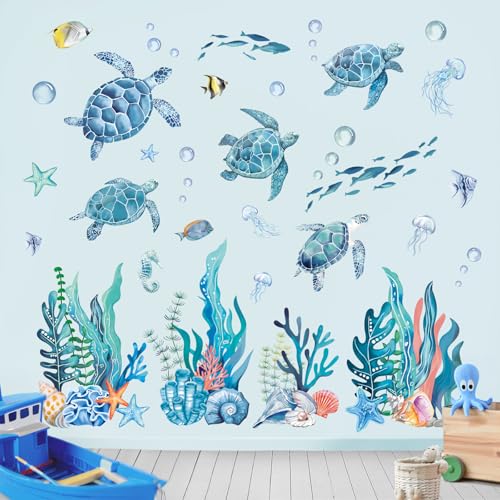 Fufuquare Blaue Meeresschildkröten Seegras Wandaufkleber Untersee Abziehbare und Aufklebebare Vinyl Wandtattoo Badezimmer Küche Wohnzimmer Fufuquare Blaue Meeresschildkröten Seegras Wandaufkleber Untersee Abziehbare und Aufklebebare Vinyl Wandtattoo Badezimmer Küche Wohnzimmer von FUFUQUARE