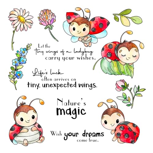FUGUT Niedliche fliegende Marienkäfer-Blumen, transparente Stempel und Stanzformen für Scrapbooking, Kartenherstellung, Bastelbedarf, Fotoalbum-Dekorationen, handgefertigte Geschenke für FUGUT Niedliche fliegende Marienkäfer-Blumen, transparente Stempel und Stanzformen für Scrapbooking, Kartenherstellung, Bastelbedarf, Fotoalbum-Dekorationen, handgefertigte Geschenke für von FUGUT