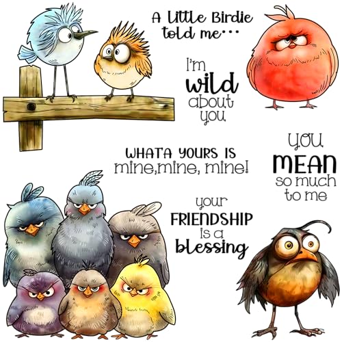 FUGUT Silikonstempel & Stanzformen Set - Vogel & Freundschaftszitate für Scrapbooking, Kartenherstellung, DIY Grüße (Geburtstags-/Dankeskarten, wiederverwendbar, ungiftig) von FUGUT