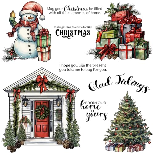 FUGUT Transparente Stempel und Metall-Stanzformen-Set für Kartenherstellung, DIY, Weihnachten, Scrapbooking, Zubehör, Silikon-Stempel, Messer-Form für Alben, Basteln (Weihnachts-Schneemann-Baum von FUGUT