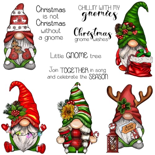 FUGUT Transparente Stempel und Metall-Stanzformen-Set für Kartenherstellung, DIY, Weihnachten, Scrapbooking, Zubehör, Silikon-Stempel, Messer-Form für Alben, Basteln (Weihnachtswichtel, Weihnachtsmann von FUGUT