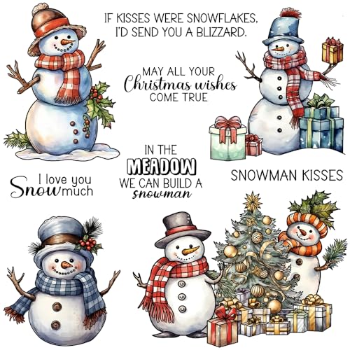 FUGUT Transparente Stempel und Metall-Stanzformen-Set für Kartenherstellung, DIY, Weihnachten, Scrapbooking, Zubehör, Silikon-Stempel, Messer-Form für Alben, Handwerk (Schneemann-Element, 14 x 14 cm) von FUGUT