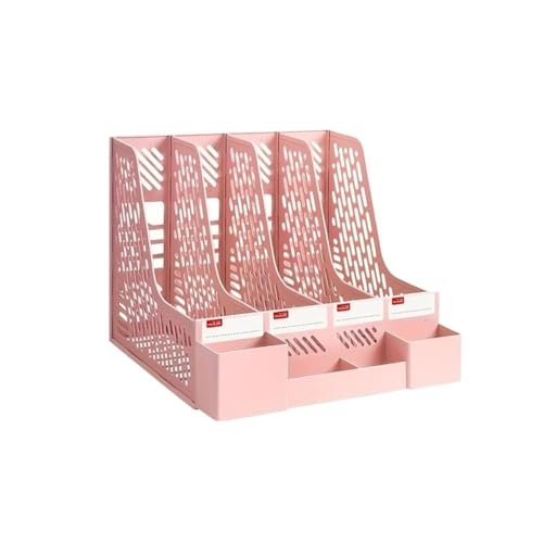 FUHAI-666 Aktenhalter Aktenordner for den Schreibtisch, Zeitschriftenhalter for, Aktensortierregal for das Büro, vertikale Aktenteiler(Pink) von FUHAI-666