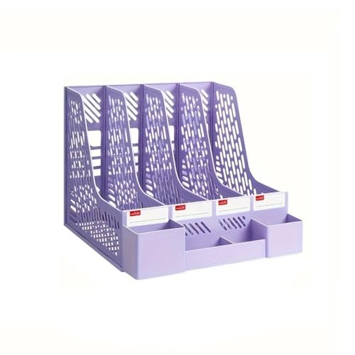 FUHAI-666 Aktenhalter Aktenordner for den Schreibtisch, Zeitschriftenhalter for, Aktensortierregal for das Büro, vertikale Aktenteiler(Purple) von FUHAI-666
