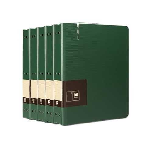 FUHAI-666 Aktenordner 5 Stück 80 Seiten A4-Dateiordner mit transparenten Einsätzen, verdickter Datendatei-Aufbewahrungsbuch-Bürobedarf Ordner-Organizer(Green) von FUHAI-666