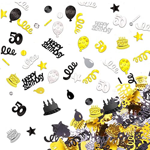 Konfetti 50 Geburtstag Deko, Tischdeko Geburtstag 50 mann frau, Deko 50. geburtstag, Streudeko Confetti Schwarz Gold Silber für Hochzeit Jubiläum Partydekorationen von FUHOMI