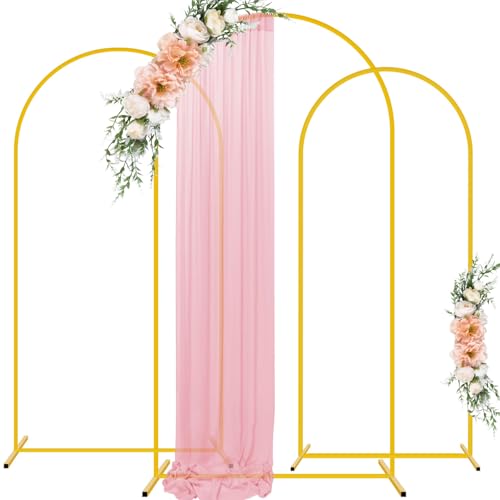 FUHSY Metal Wedding Arch Stand Set von 3 Gold Party Hintergrund Ständer 1,2 m 1,5 m 1,8 m Ballon gewölbter Rahmen Ständer Chiara Bogen Hintergrund für Garten Blumenbabys Babyparty Dekoration von FUHSY