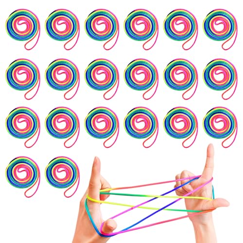 FUIPVGI 20 Stück Fadenspiel Seile Fingertwist Fadenspiel Finger Twist Fadenspiel Kinder Fadenspiel Fingerspiele Kinder 160 cm lang ideal als kleines Geschenk, Mitgebsel und für den Schulhof (Farbe) von FUIPVGI
