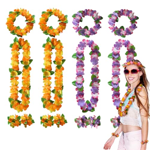 FUIPVGI Hawaii-Leis Set, 8 Stück Hawaii-Blumenketten, Stirnbänder, Armbänder für Hawaii-Themenparty-Dekorationen FUIPVGI Hawaii-Leis Set, 8 Stück Hawaii-Blumenketten, Stirnbänder, Armbänder für Hawaii-Themenparty-Dekorationen von FUIPVGI