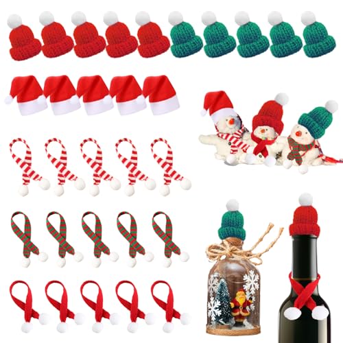 FUIPVGI Mini-Strickmützen, Mini-Schal, Baumschmuck, Weihnachtsmann, Mütze, Flaschenverschluss, Dekoration, Mütze, Mini-Hut mit Schal für DIY, handgefertigt, Schneemann, Dekoration, Geschenk, FUIPVGI Mini-Strickmützen, Mini-Schal, Baumschmuck, Weihnachtsmann, Mütze, Flaschenverschluss, Dekoration, Mütze, Mini-Hut mit Schal für DIY, handgefertigt, Schneemann, Dekoration, Geschenk, von FUIPVGI