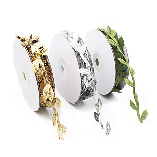 FUJIE 3 Rolls Buchsgirlande Künstliche Blätter Blattband Künstliches Grünes Blatt Rebe Vintage Reben Bänder für Hochzeit Party Dekoration, Gold/Silber/Grün FUJIE 3 Rolls Buchsgirlande Künstliche Blätter Blattband Künstliches Grünes Blatt Rebe Vintage Reben Bänder für Hochzeit Party Dekoration, Gold/Silber/Grün von duisoad