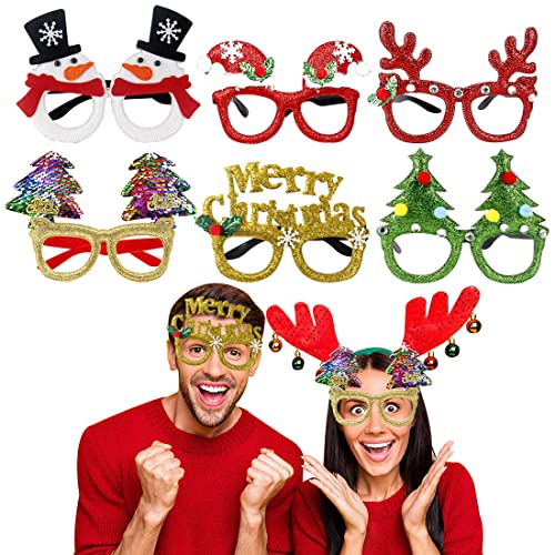 FUKPO 6 Stück Weihnachten Brille Rahmen, Weihnachtsgläser Weihnachtsbaum Brillengestell Geweih, Weihnachtsbrillen Kreative Lustige zum Weihnachten Party Deko für Erwachsene und Kinder FUKPO 6 Stück Weihnachten Brille Rahmen, Weihnachtsgläser Weihnachtsbaum Brillengestell Geweih, Weihnachtsbrillen Kreative Lustige zum Weihnachten Party Deko für Erwachsene und Kinder von FUKPO