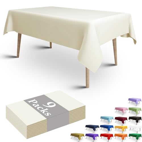 FULDGAENR Elfenbeinfarbene Kunststoff-Tischdecken, Einweg-Tischdecken, 137 x 274 cm, für rechteckige Tische, Innen- und Außenbereich, Partys, Geburtstage, Hochzeiten, Jubiläen, 9 Packungen FULDGAENR Elfenbeinfarbene Kunststoff-Tischdecken, Einweg-Tischdecken, 137 x 274 cm, für rechteckige Tische, Innen- und Außenbereich, Partys, Geburtstage, Hochzeiten, Jubiläen, 9 Packungen von FULDGAENR