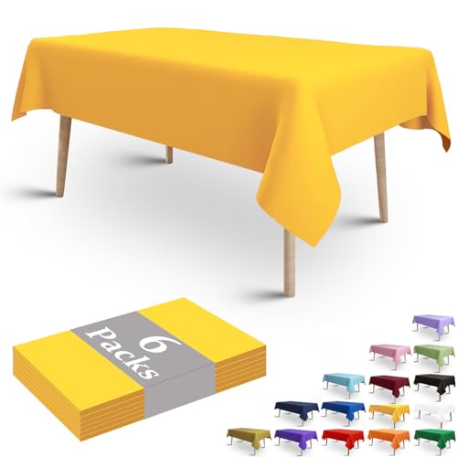 FULDGAENR Gelbe Kunststoff-Tischdecken, Einweg-Tischdecken, 137 x 274 cm, für rechteckige Tische, Innen- und Außenbereich, Partys, Geburtstage, Hochzeiten, Jubiläen, 6 Packungen, Gelb, 6 Packungen FULDGAENR Gelbe Kunststoff-Tischdecken, Einweg-Tischdecken, 137 x 274 cm, für rechteckige Tische, Innen- und Außenbereich, Partys, Geburtstage, Hochzeiten, Jubiläen, 6 Packungen, Gelb, 6 Packungen von FULDGAENR