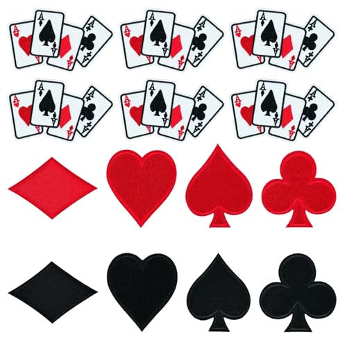 FULHANY 14 StüCk Pielkarten - Patches - Poker-BüGelaufnäHer - Gestickter SpielkartenaufnäHer - Entworfen FüR Kleidung, HüTe, Kleider, Jacken, Jeans, RucksäCke, Reparatur Von Dekosets FULHANY 14 StüCk Pielkarten - Patches - Poker-BüGelaufnäHer - Gestickter SpielkartenaufnäHer - Entworfen FüR Kleidung, HüTe, Kleider, Jacken, Jeans, RucksäCke, Reparatur Von Dekosets von FULHANY
