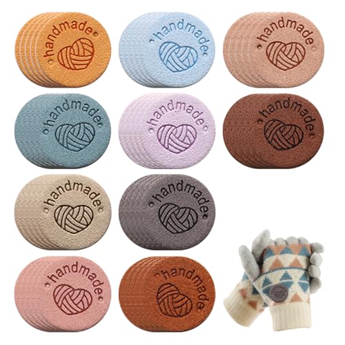 FULHANY 50 StüCk Handmade Label - NäHen Leder Entworfen FüR Diy-Kleidung, Taschen, HüTe, Flexibles Auf HäKeln Und Andere Handarbeiten (10 Farben) von FULHANY