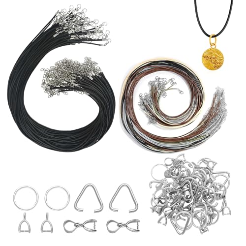 FULHANY 60 StüCk Lederband Mit Verschluss - LederbäNder FüR Ketten - Kettenband - 50 Cm Mit VerläNgerungskette,KarabineröSen-Design,Geeignet FüR Diy-ArmbäNder, Herstellung von Schmuckketten FULHANY 60 StüCk Lederband Mit Verschluss - LederbäNder FüR Ketten - Kettenband - 50 Cm Mit VerläNgerungskette,KarabineröSen-Design,Geeignet FüR Diy-ArmbäNder, Herstellung von Schmuckketten von FULHANY