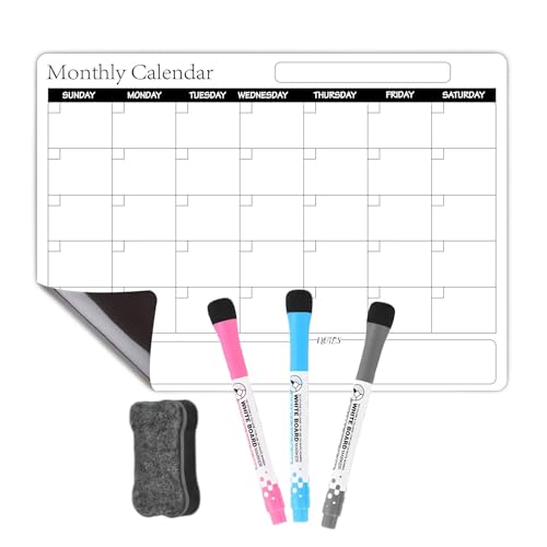 Magnetisches Whiteboard für Kühlschrank, trocken abwischbares Whiteboard mit 3 Markern und Radiergummi, Küchenorganizer und Memoboard für Zuhause, Büro (Weiß) von FULLANT