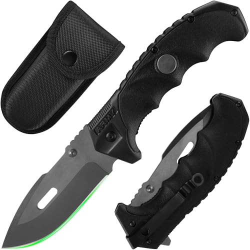 FULLHI Jagd-Taschenmesser mit Nylontasche, 440C Stahlklinge, PP TPR Griff EDC Messer mit Taschenclip Scharfes Camping Survival Trail Messer für Vater FULLHI Jagd-Taschenmesser mit Nylontasche, 440C Stahlklinge, PP TPR Griff EDC Messer mit Taschenclip Scharfes Camping Survival Trail Messer für Vater von FULLHI