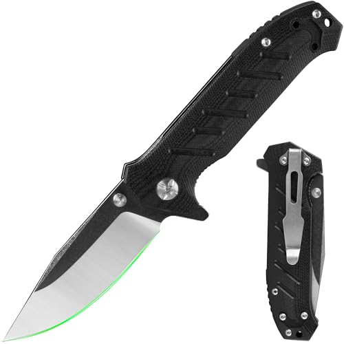 FULLHI Jagdmesser, EDC-Messer für Männer und Frauen mit Taschenclip, scharfes Camping-Überlebens-Wandermesser für Vater von FULLHI