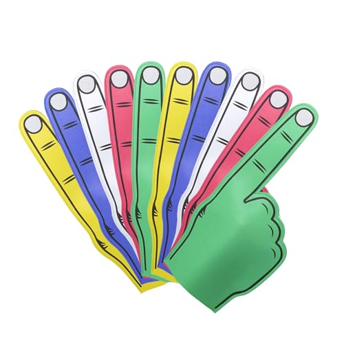 FUN FAN LINE - Mehrfarbiges Set mit riesigen Händen aus Eva-Gummi für Feiern, Hochzeiten, Partys und Sportveranstaltungen. Doppelseitiger Druck und viel Platz im Inneren. (10 Stück, Mehrfarbig) von FUN FAN LINE