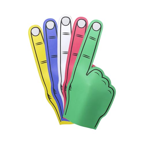 FUN FAN LINE - Riesige farbige Eva-Gummi Hand. Handschuh mit Finger riesen. Doppelseitiger Druck und Starke Nahte. Paket fur Feiern, Partydekoration, Partys und Sportjubel. (Mehrfarbig, 5 Stück) von FUN FAN LINE