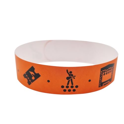 Fun Fan Line | 100 Einheiten | Einlassbändchen | Papierarmbänder Tyvek | Wasserdicht Selbstklebend Veranstaltungen | Festival Armbänder Für Kinder Und Erwachsene | Party Armband FESTIVAL ORANGE von FUN FAN LINE