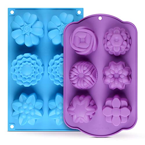 FUNBAKY Silikon-Seifenformen – verschiedene Blumen-Silikonformen für Eiswürfelformen, handgefertigte Gelee, Seife, Pudding, Muffin, Cupcake von FUNBAKY