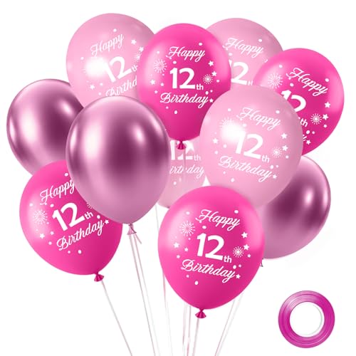 12.Geburtstag Luftballons,15 Stück Hot Pink und Metallic Pink Balloon für Mädchen,Happy Birthday Ballons, Konfetti Luftballons für Birthday Party Jubiläum Partydeko 12.Geburtstag Luftballons,15 Stück Hot Pink und Metallic Pink Balloon für Mädchen,Happy Birthday Ballons, Konfetti Luftballons für Birthday Party Jubiläum Partydeko von FUNCANDLE