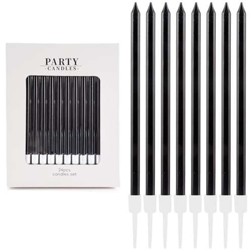 24 Stück Schwarze Geburtstagskerzen, dünne Party-Kerzen, Happy Birthday-Kerzen, Kuchendekorationen, Schwarze lange Kerzen für Jungen & Männerr Für Dekorative Geburtstagstorte, Frauen Mädchenparty 24 Stück Schwarze Geburtstagskerzen, dünne Party-Kerzen, Happy Birthday-Kerzen, Kuchendekorationen, Schwarze lange Kerzen für Jungen & Männerr Für Dekorative Geburtstagstorte, Frauen Mädchenparty von FUNCANDLE