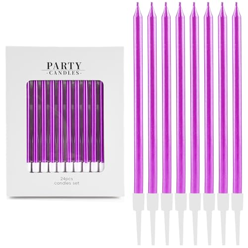 24 Stück Violette Geburtstagskerzen, dünne Party-Kerzen, Happy Birthday-Kerzen, Kuchendekorationen,Kerzen für Mädchen, Jungen, Männer, Frauen, Geburtstagsparty-Dekorationen 24 Stück Violette Geburtstagskerzen, dünne Party-Kerzen, Happy Birthday-Kerzen, Kuchendekorationen,Kerzen für Mädchen, Jungen, Männer, Frauen, Geburtstagsparty-Dekorationen von FUNCANDLE