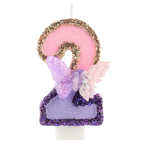 3D Schmetterling Geburtstag Purpur Nummer 2 Kerzen, Purpur Gold Schmetterling Kerzen für Cupcake Topper, Mädchen 2 Geburtstg Kerze Kuchen Topper Dekorationen 3D Schmetterling Geburtstag Purpur Nummer 2 Kerzen, Purpur Gold Schmetterling Kerzen für Cupcake Topper, Mädchen 2 Geburtstg Kerze Kuchen Topper Dekorationen von FUNCANDLE