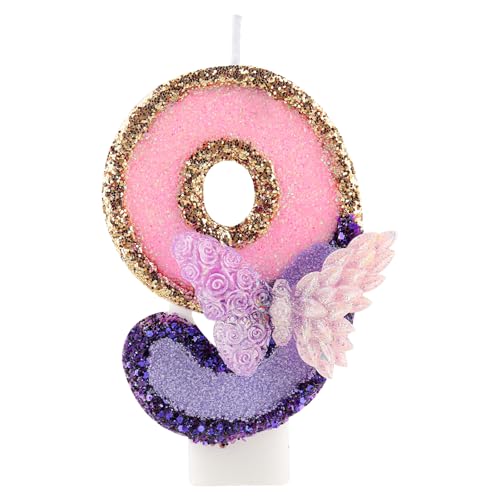 3D Schmetterling Geburtstag Purpur Nummer 9 Kerzen, Purpur Gold Schmetterling Kerzen für Cupcake Topper, Mädchen 9 Geburtstg Kerze Kuchen Topper Dekorationen von FUNCANDLE