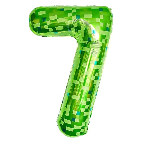 40inch Pixel Geburtstag Ballon Zahl 7,Folienballon Riesen Helium luftballon für Mädchen Jungen Videospiel Geburtstag Party Dekoration Supplies von FUNCANDLE