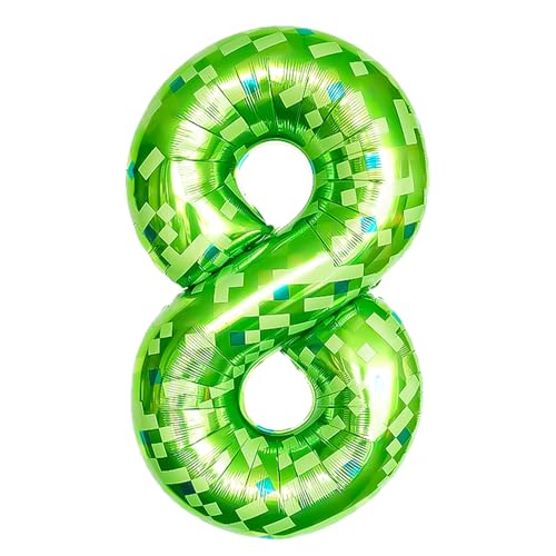 40inch Pixel Geburtstag Ballon Zahl 8,Folienballon Riesen Helium luftballon für Mädchen Jungen Videospiel Geburtstag Party Dekoration Supplies von FUNCANDLE