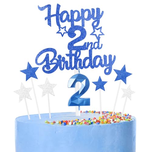 8 thück Kuchen Deko 2th Geburtthag Mädchen Jungen,3D Geburtthag Kerzen Nummer 2 und Happy 2th Birthday Blau Cake Topper,Decoration Geburtthag Cake für Teenager Junge Party 8 thück Kuchen Deko 2th Geburtthag Mädchen Jungen,3D Geburtthag Kerzen Nummer 2 und Happy 2th Birthday Blau Cake Topper,Decoration Geburtthag Cake für Teenager Junge Party von FUNCANDLE