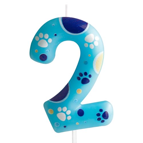Blaue Geburtstagskerzen Zahlen 2 mit Pfotenabdruck, Blaue Zahl 2 Kerze für Kuchen,Kuchendekoration für Jungen Mädchen 2nd Geburtstag,Pet Party Deko Zubehör Blaue Geburtstagskerzen Zahlen 2 mit Pfotenabdruck, Blaue Zahl 2 Kerze für Kuchen,Kuchendekoration für Jungen Mädchen 2nd Geburtstag,Pet Party Deko Zubehör von FUNCANDLE