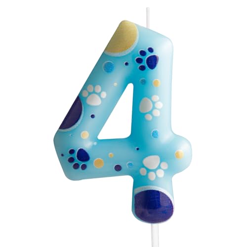 Blaue Geburtstagskerzen Zahlen 4 mit Pfotenabdruck, Blaue Zahl 4 Kerze für Kuchen,Kuchendekoration für Jungen Mädchen 4th Geburtstag,Pet Party Deko Zubehör Blaue Geburtstagskerzen Zahlen 4 mit Pfotenabdruck, Blaue Zahl 4 Kerze für Kuchen,Kuchendekoration für Jungen Mädchen 4th Geburtstag,Pet Party Deko Zubehör von FUNCANDLE