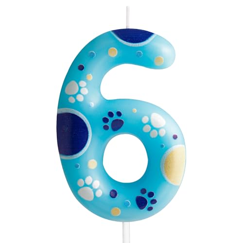 Blaue Geburtstagskerzen Zahlen 6 mit Pfotenabdruck, Blaue Zahl 6 Kerze für Kuchen,Kuchendekoration für Jungen Mädchen 6th Geburtstag,Pet Party Deko Zubehör Blaue Geburtstagskerzen Zahlen 6 mit Pfotenabdruck, Blaue Zahl 6 Kerze für Kuchen,Kuchendekoration für Jungen Mädchen 6th Geburtstag,Pet Party Deko Zubehör von FUNCANDLE