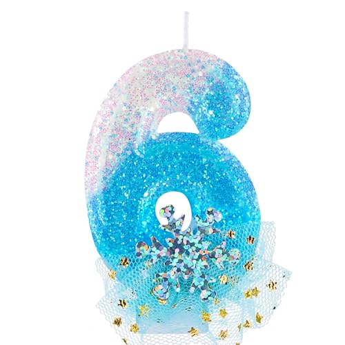 Blue White Frozen mit Schneeflocke Kleid Geburtstagskerzen,Glitzernde 3D Geburtstag Kerzen,Tortendeko Geburtstag, Kuchendeko Zahl 6,Geburtstagskerzen für Mädchen Geburtstagsdeko Blue White Frozen mit Schneeflocke Kleid Geburtstagskerzen,Glitzernde 3D Geburtstag Kerzen,Tortendeko Geburtstag, Kuchendeko Zahl 6,Geburtstagskerzen für Mädchen Geburtstagsdeko von FUNCANDLE