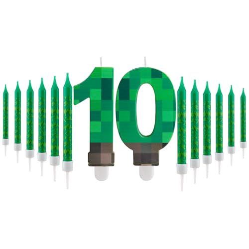 FUNCANDLE Pixel 10 Geburtstagskerzen Set,3.74inch Pixel 10 Nummer mit 12pcs Grün Eine Kerze,Dekoration Jungen und Mädchen Cartoon Gaming Themen Geburtstag Party FUNCANDLE Pixel 10 Geburtstagskerzen Set,3.74inch Pixel 10 Nummer mit 12pcs Grün Eine Kerze,Dekoration Jungen und Mädchen Cartoon Gaming Themen Geburtstag Party von FUNCANDLE