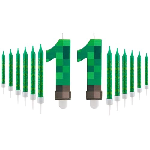 FUNCANDLE Pixel 11 Geburtstagskerzen Set,3.74inch Pixel 11 Nummer mit 12pcs Grün Eine Kerze,Dekoration Jungen und Mädchen Cartoon Gaming Themen Geburtstag Party FUNCANDLE Pixel 11 Geburtstagskerzen Set,3.74inch Pixel 11 Nummer mit 12pcs Grün Eine Kerze,Dekoration Jungen und Mädchen Cartoon Gaming Themen Geburtstag Party von FUNCANDLE