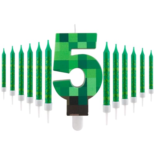 FUNCANDLE Pixel 5 Geburtstagskerzen Set,3.74inch Pixel 5 Nummer mit 12pcs Grün Eine Kerze,Dekoration Jungen und Mädchen Cartoon Gaming Themen Geburtstag Party FUNCANDLE Pixel 5 Geburtstagskerzen Set,3.74inch Pixel 5 Nummer mit 12pcs Grün Eine Kerze,Dekoration Jungen und Mädchen Cartoon Gaming Themen Geburtstag Party von FUNCANDLE