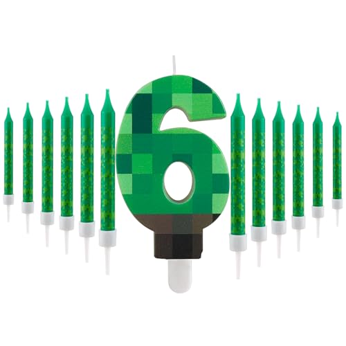 FUNCANDLE Pixel 6 Geburtstagskerzen Set,3.74inch Pixel 6 Nummer mit 12pcs Grün Eine Kerze,Dekoration Jungen und Mädchen Cartoon Gaming Themen Geburtstag Party FUNCANDLE Pixel 6 Geburtstagskerzen Set,3.74inch Pixel 6 Nummer mit 12pcs Grün Eine Kerze,Dekoration Jungen und Mädchen Cartoon Gaming Themen Geburtstag Party von FUNCANDLE