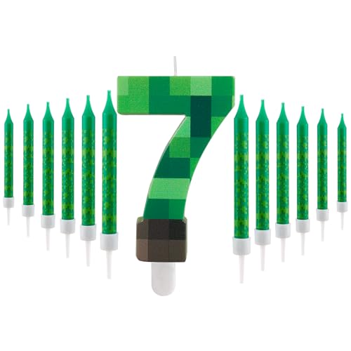 FUNCANDLE Pixel 7 Geburtstagskerzen Set,3.74inch Pixel 7 Nummer mit 12pcs Grün Eine Kerze,Dekoration Jungen und Mädchen Cartoon Gaming Themen Geburtstag Party FUNCANDLE Pixel 7 Geburtstagskerzen Set,3.74inch Pixel 7 Nummer mit 12pcs Grün Eine Kerze,Dekoration Jungen und Mädchen Cartoon Gaming Themen Geburtstag Party von FUNCANDLE