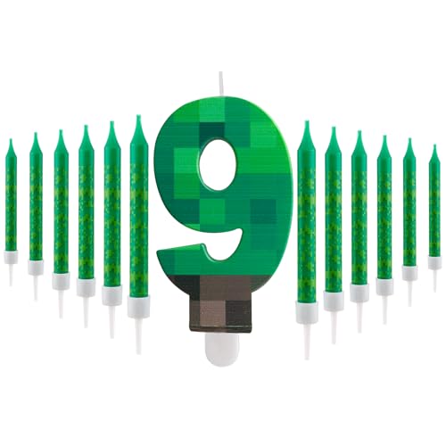 FUNCANDLE Pixel 9 Geburtstagskerzen Set,3.74inch Pixel 9 Nummer mit 12pcs Grün Eine Kerze,Dekoration Jungen und Mädchen Cartoon Gaming Themen Geburtstag Party FUNCANDLE Pixel 9 Geburtstagskerzen Set,3.74inch Pixel 9 Nummer mit 12pcs Grün Eine Kerze,Dekoration Jungen und Mädchen Cartoon Gaming Themen Geburtstag Party von FUNCANDLE