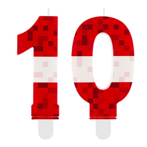Geburtstagskerzen Zahlen 10,Rot Pixel Geburtstagskerzen Kerze,TNT Tortendeko Geburtstag, Cartoon Gaming Themen für Mädchen Jungen Kinder Geburtstagskerzen Torteparty Deko Geburtstagskerzen Zahlen 10,Rot Pixel Geburtstagskerzen Kerze,TNT Tortendeko Geburtstag, Cartoon Gaming Themen für Mädchen Jungen Kinder Geburtstagskerzen Torteparty Deko von FUNCANDLE