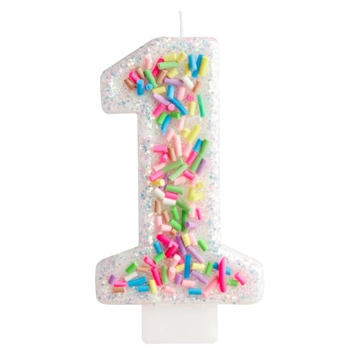 Geburtstagskerzen Zahlen Bunte Süßigkeiten 1. Geburtstagskerze für Partybedarf, Kerzen zur Kuchendekoration, 3.34 Zoll Nummer 1 Kuchen Topper, Hochzeitsjubiläum Pastell Süßigkeiten Thema Party von FUNCANDLE